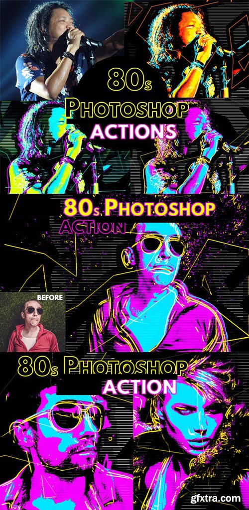 80s Retro Poster Action for Photoshop