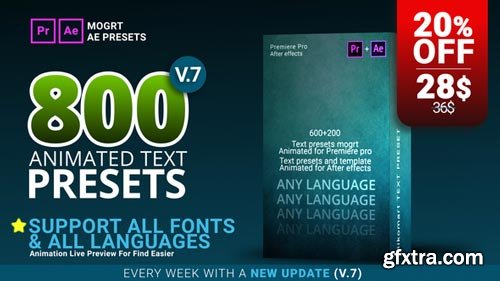 Videohive - 800 Text Presets for Premiere Pro & After effects V.7 - 22508370
