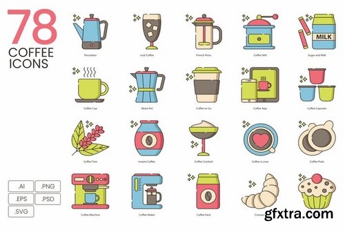 78 Coffee Icons - Hazel Series
