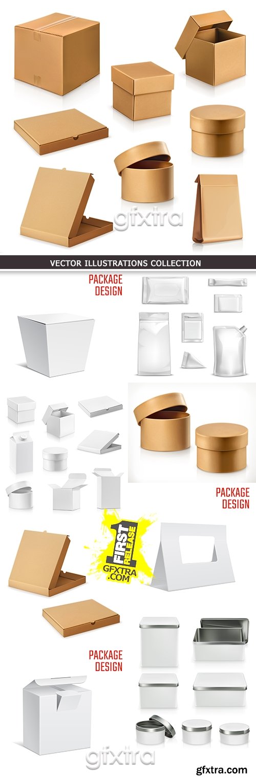 Packing cardboard box and container sale goods design
