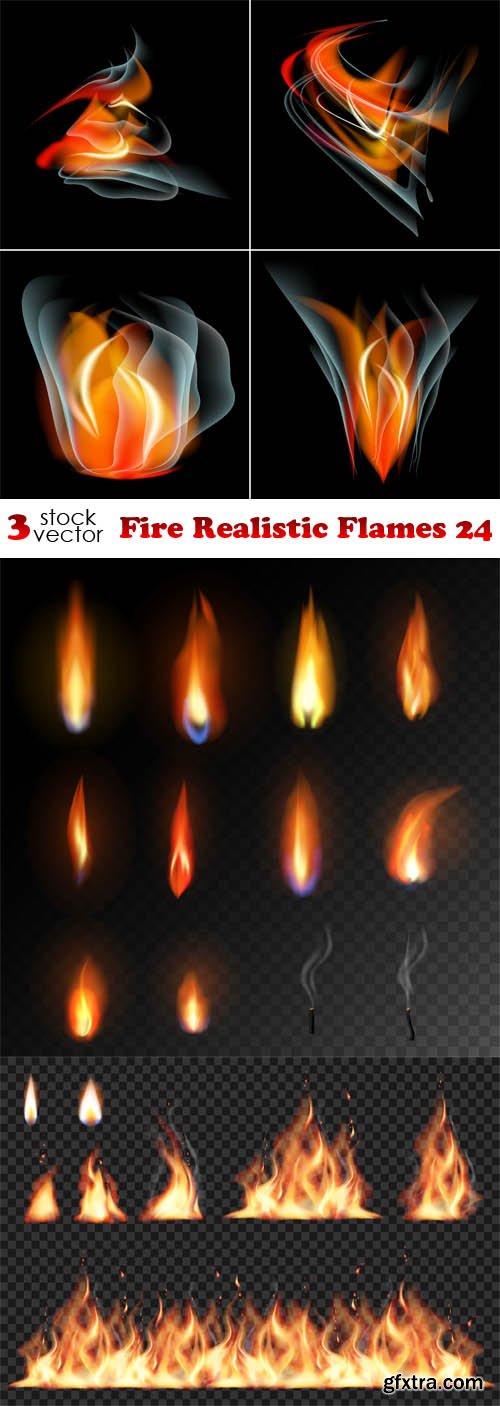 Vectors - Fire Realistic Flames 24
