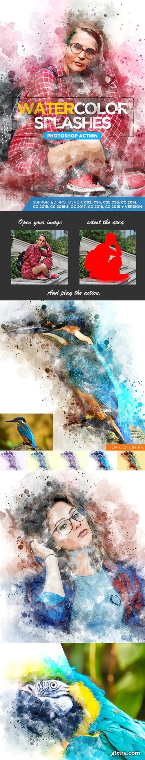 GraphicRiver - Watercolor Splashes - Photoshop Action - 22749470