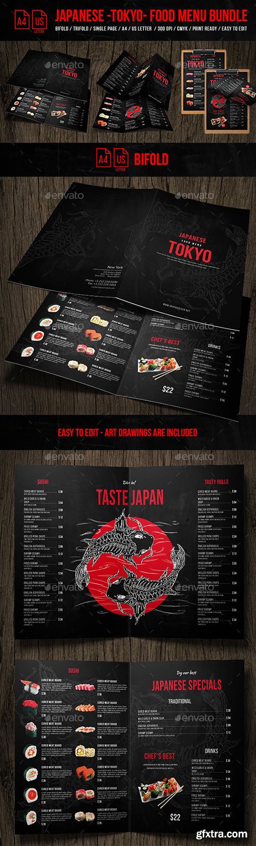 Graphicriver - Japanese Tokyo Food Menu Bundle - A4 & US Letter Formats 21586410