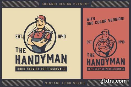 Vintage Handyman Mascot Logo - Vintage Logo Series