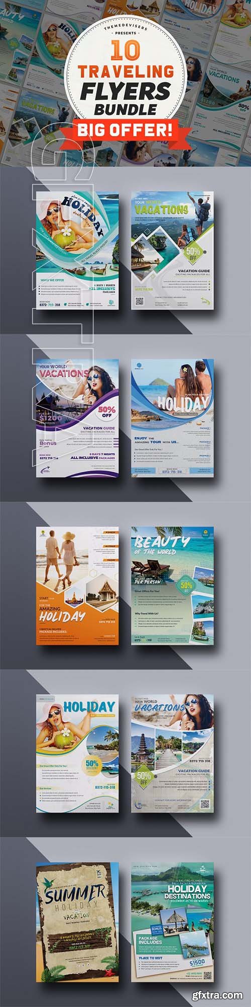 CreativeMarket - Travel & Tour Agency Flyer Bundle 3115293