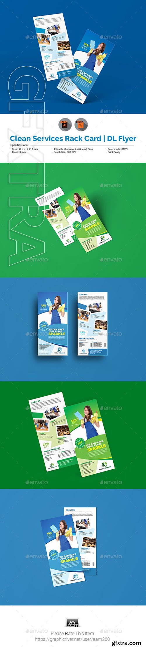 GraphicRiver - Cleaning Service Rack Card DL Flyer Template 23070123