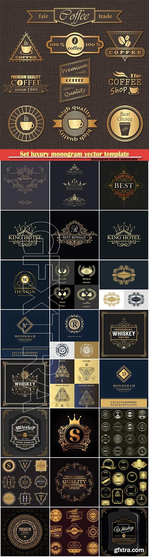 Set luxury monogram vector template, logos, badges, symbols # 7