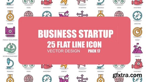 MotionArray Business Startup - 25 Flat Line Icons 157083