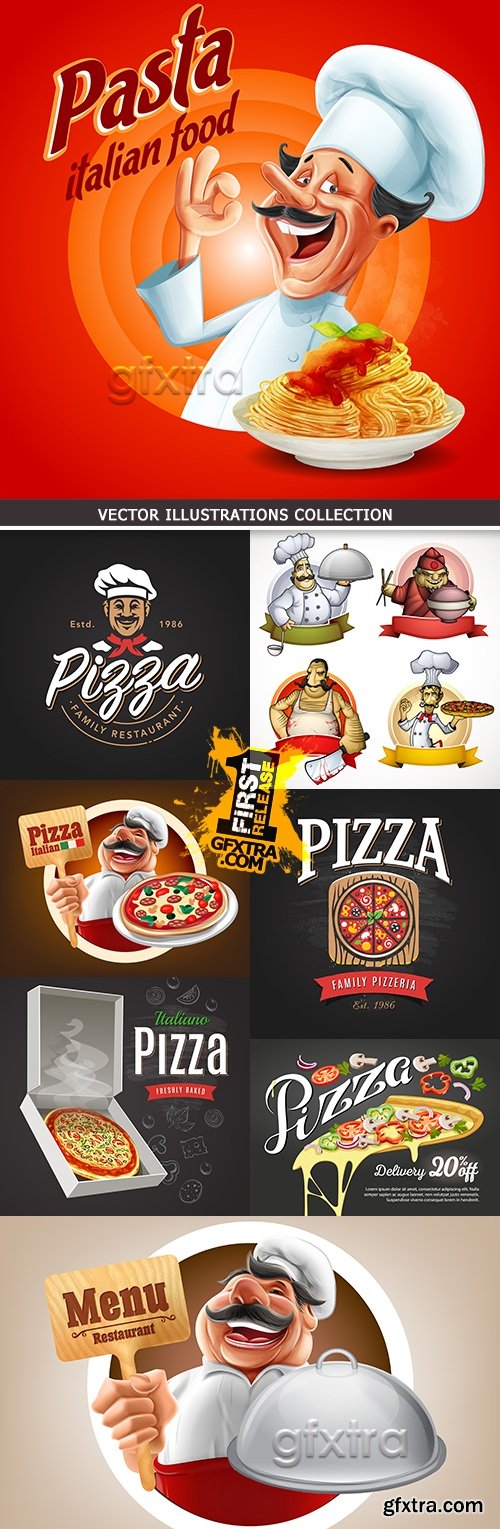 Pizzeria menu and professional chef Italian restaurant