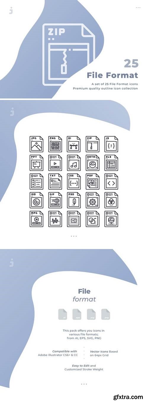 25 File Format icon set