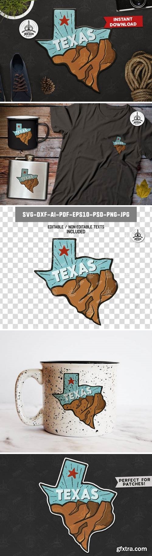 Texas Retro Adventure Badge / Vintage Travel Logo