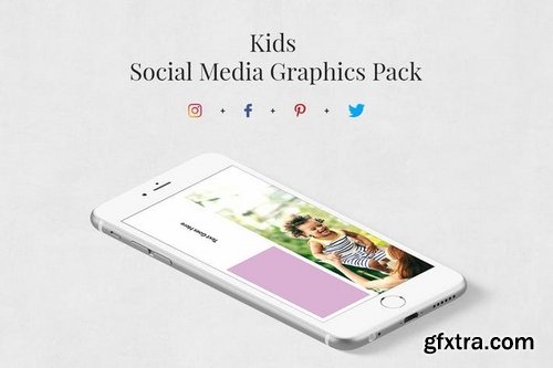 Kids Pinterest Twitter Facebook Instagram Posts Pack and Animated Instagram Stories