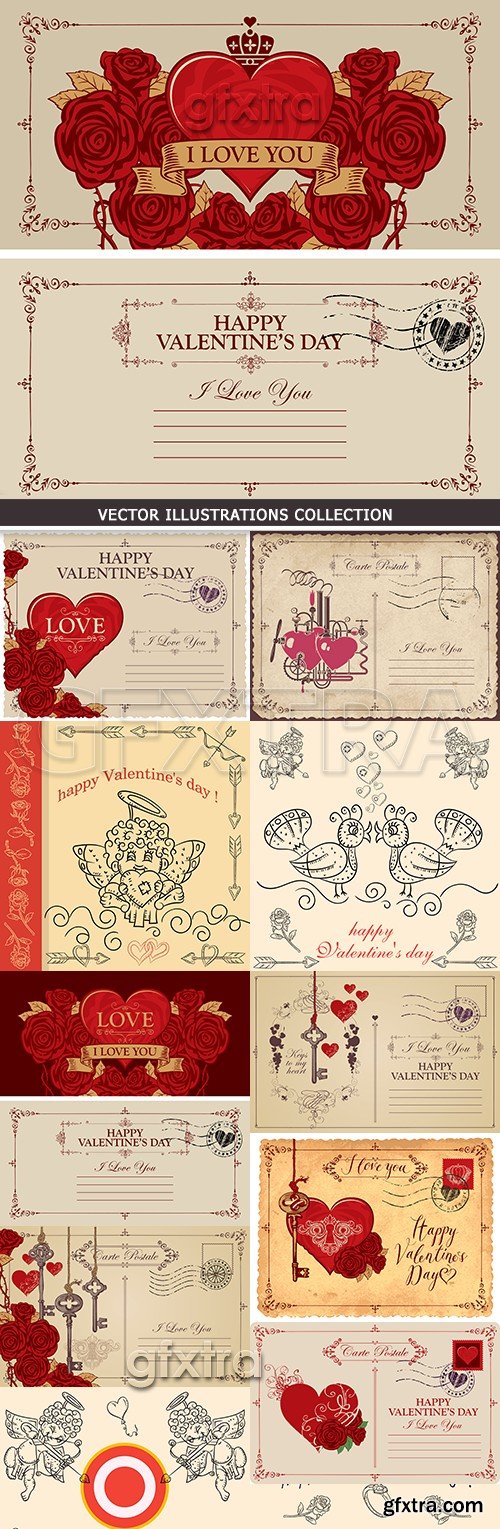 St. Valentine\'s Day romantic invitations retro style