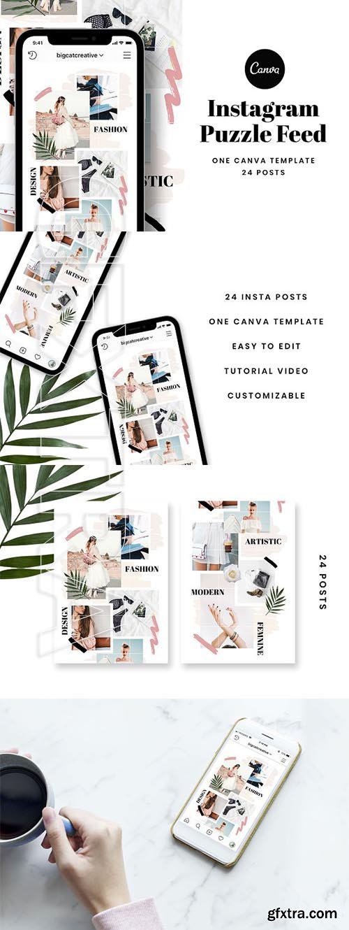 CreativeMarket - Instagram Puzzle Feed Template 3328620