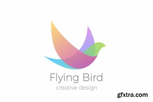 Logo Flying Bird Swallow Dove Colorful