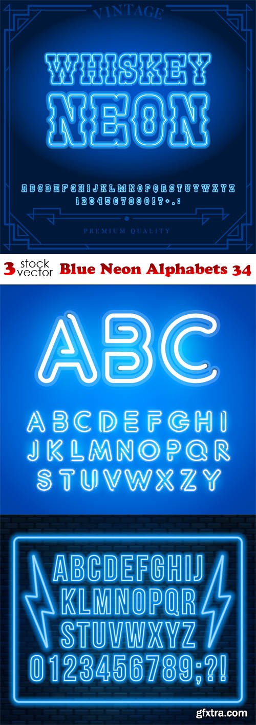 Vectors - Blue Neon Alphabets 34