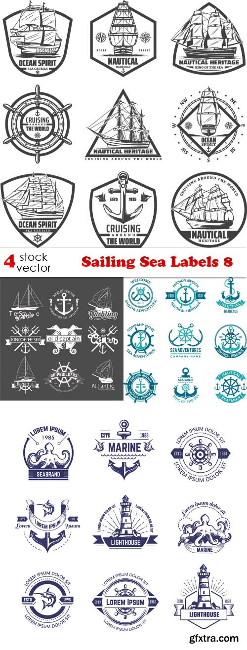 Vectors - Sailing Sea Labels 8