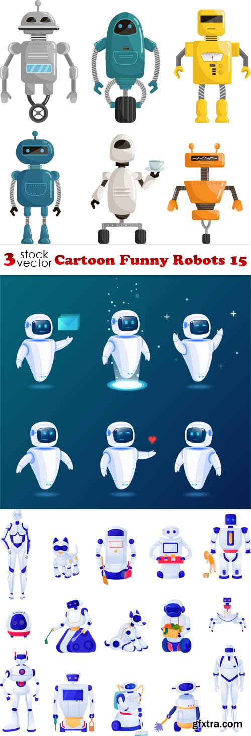 Vectors - Cartoon Funny Robots 15