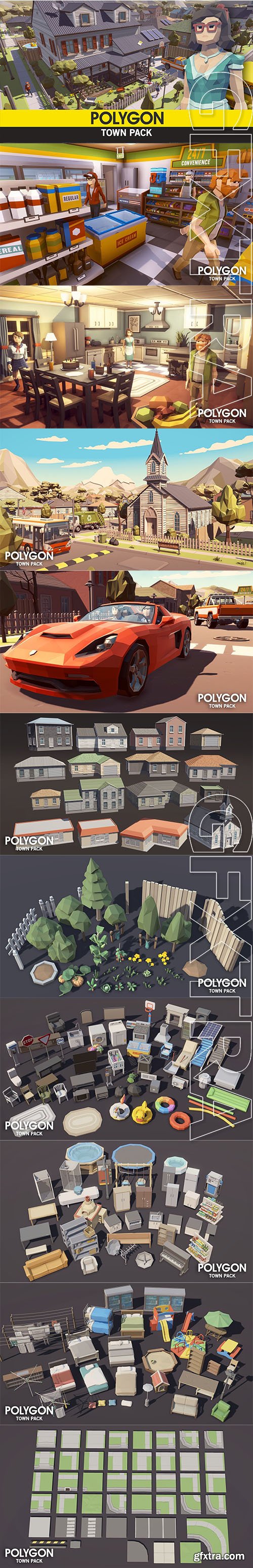 Cgtrader - POLYGON - Town Pack Low-poly 3D model