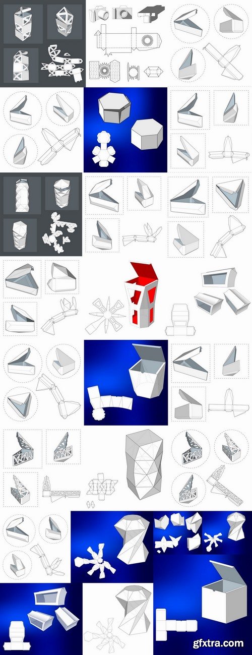 Box to cut a figure of origami gift box cardboard container 2-25 EPS