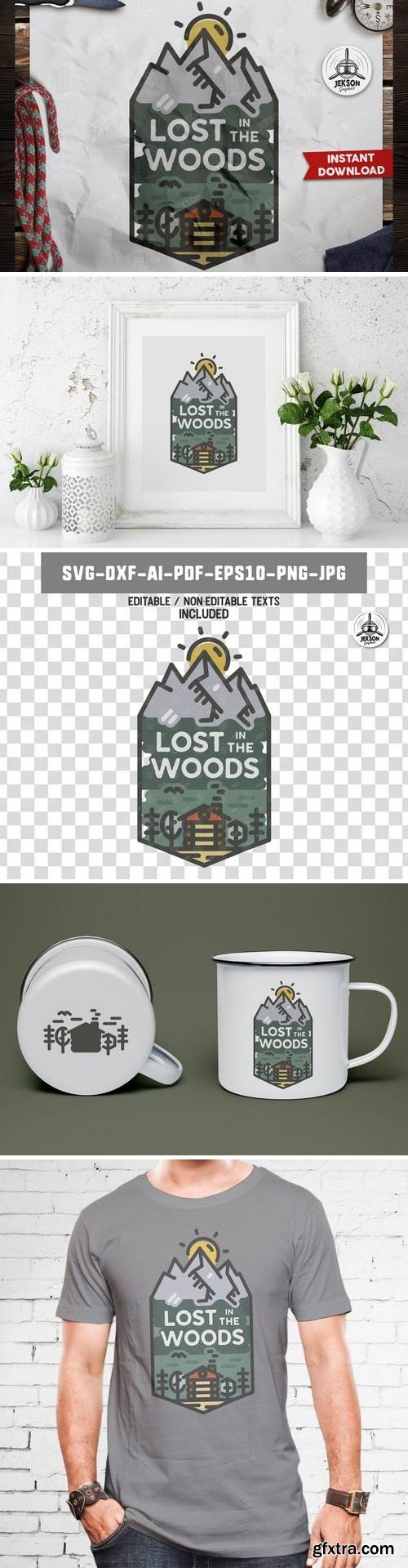 Lost in Wood Badge / Vintage Travel Logo Patch SVG