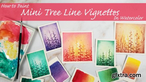 How to Paint Mini Tree Line Vignettes in Watercolor