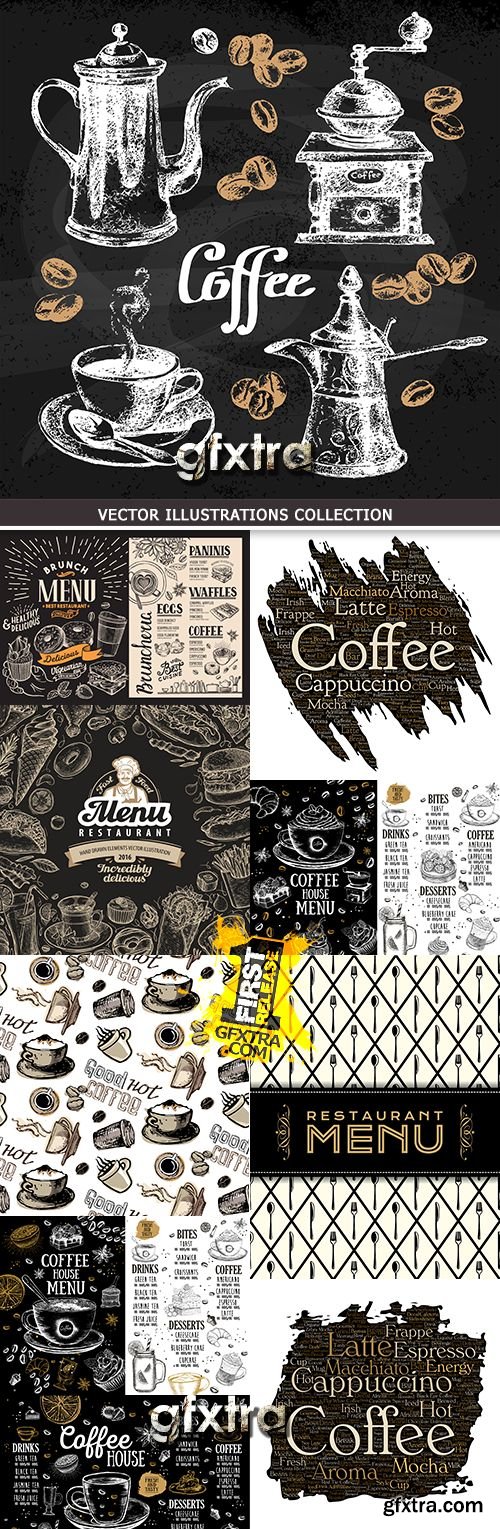 Coffee menu haus restaurant vintage illustration design