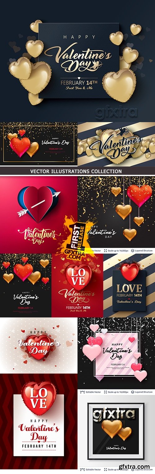 Valentines Day romantic decorative invitation card collection
