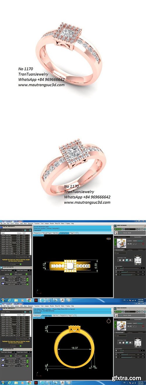 Cgtrader - 1170 Diamond Ring 3D print model