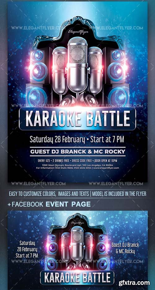 Karaoke Battle V1 2019 PSD Flyer Template + Facebook Cover + Instagram Post