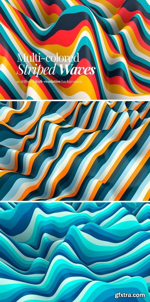 Multi-colored Striped Waves Backgrounds