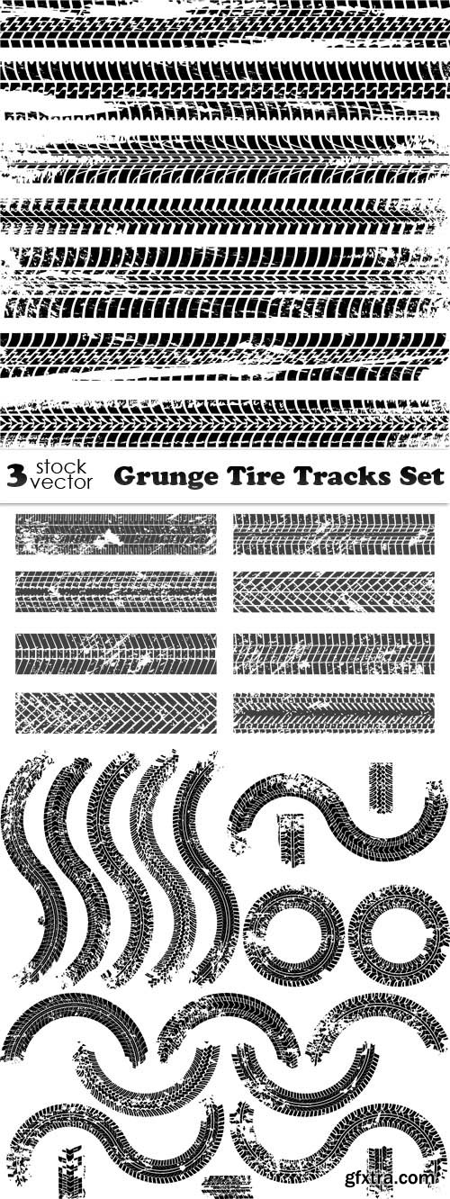 Vectors - Grunge Tire Tracks Set