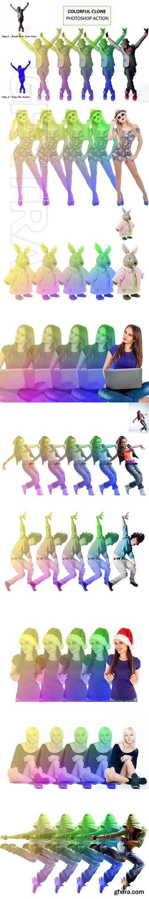 CreativeMarket - Colorful Clone Photoshop Action 3163427
