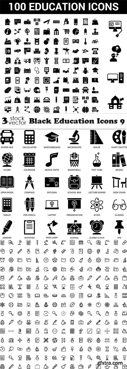 Vectors - Black Education Icons 9