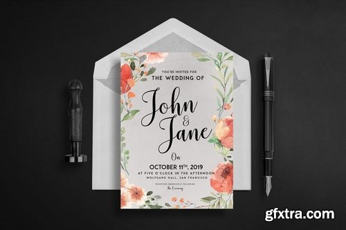 Modern-Vintage Wedding Suite invitation