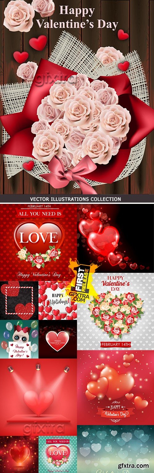 Happy Valentines Day romantic heart collection card 8