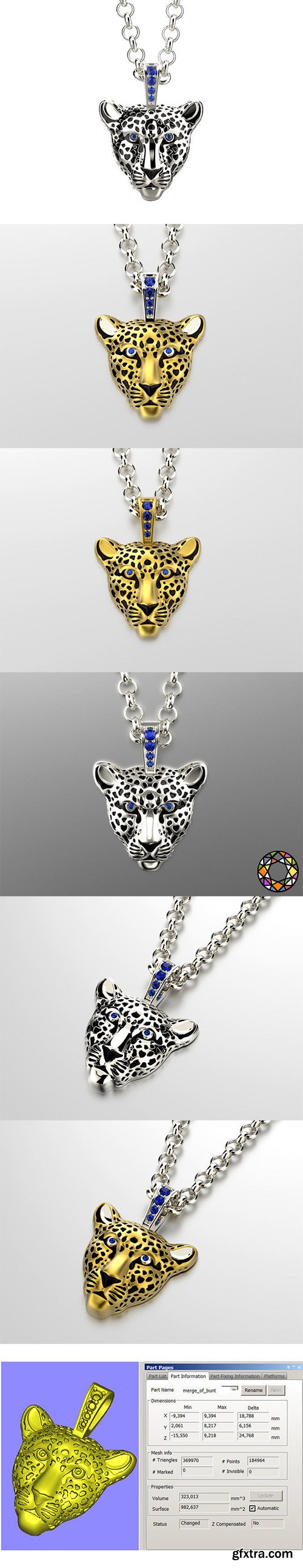 Cgtrader - Light leopard pendant with enamel 0076 v3 3D print model