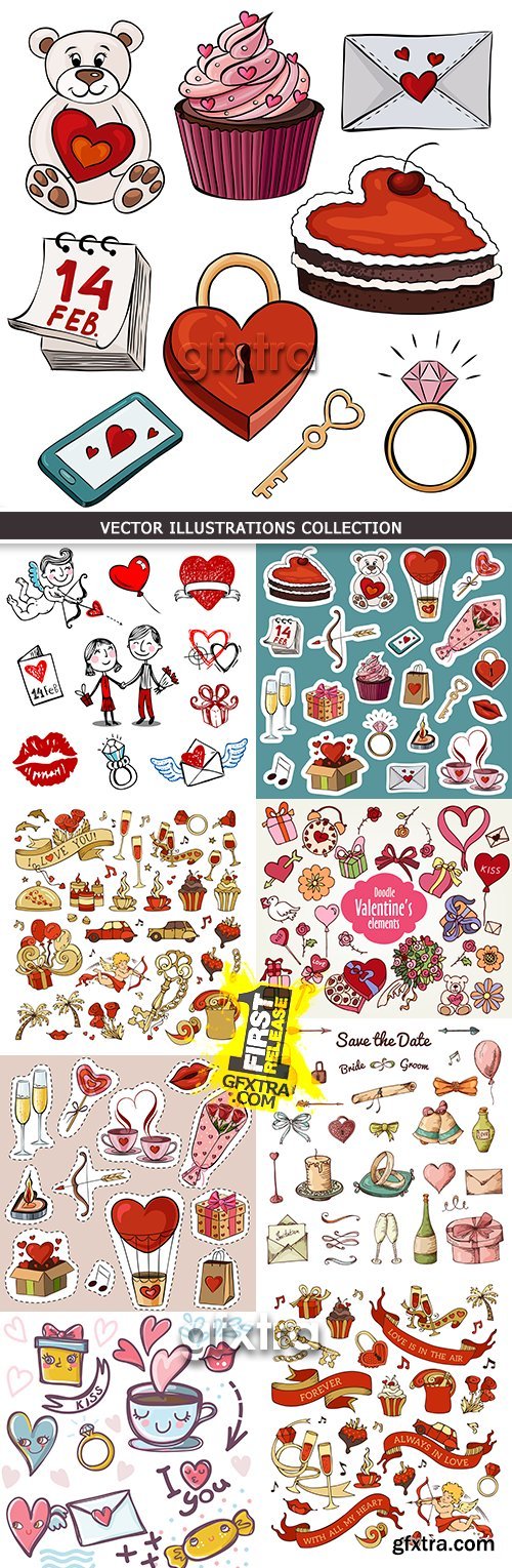 Valentines Day romantic heart and decorative elements 9