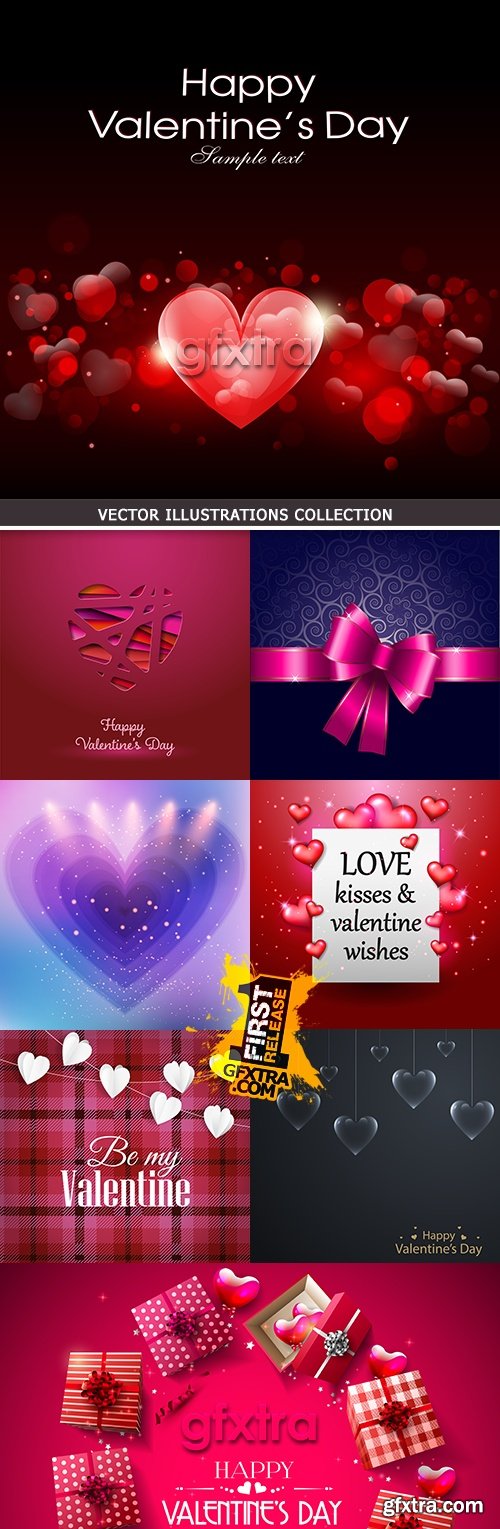 Valentines Day romantic heart and decorative elements 10