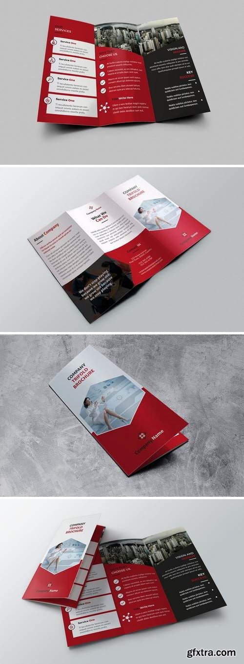 Trifold red Brochure