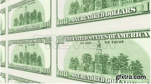 Panning Over 100 Dollar Bills - Motion Graphics 168755