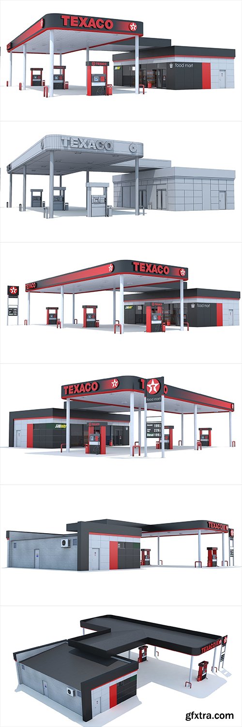 Cgtrader - Texaco Gas station 3D model