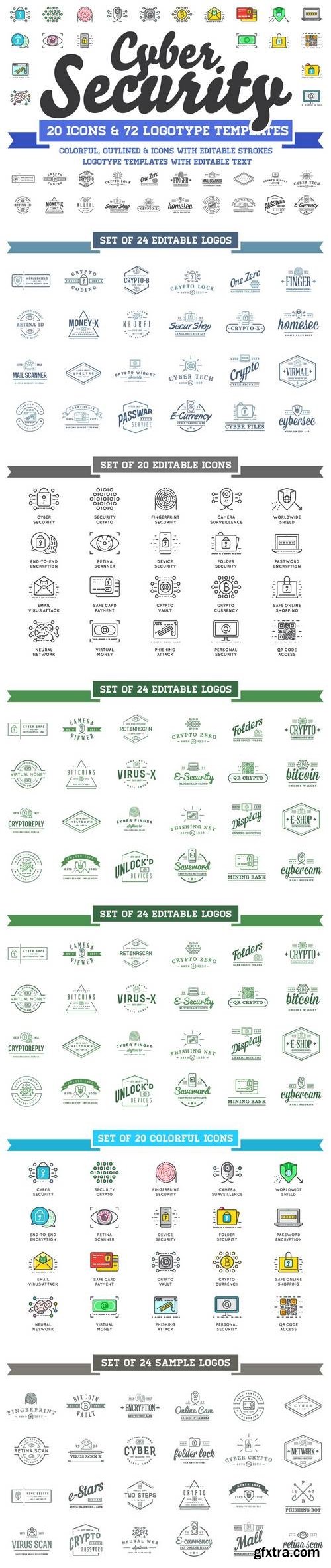 Cyber Security Logos and Icons Set