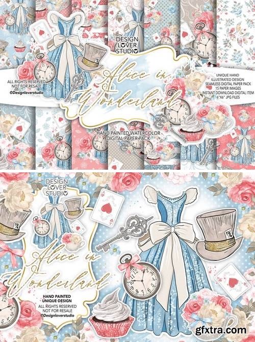 Alice in Wonderland design + digital paper pack