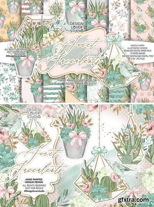 Sweet Succulent design + digital paper pack