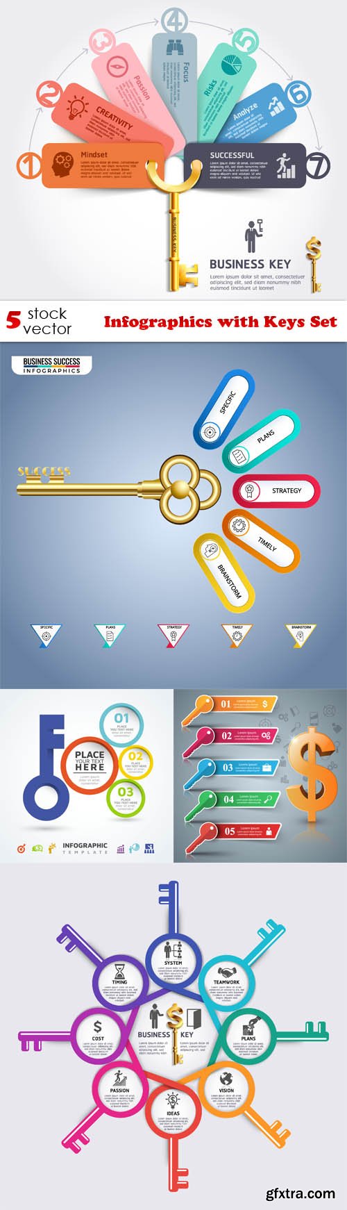 Vectors - Infographics with Keys Set