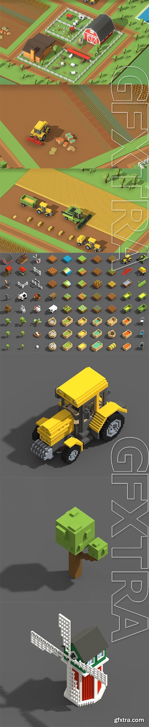 Cgtrader - Voxel Farming Low-poly 3D model