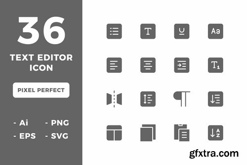 144 Text Editor Icons (Solid Line Lineal Flat)