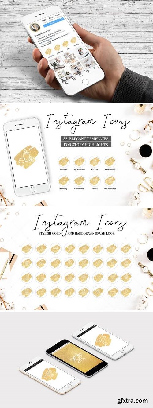 Instagram Highlight Covers V.3 GOLDEN BRUSH