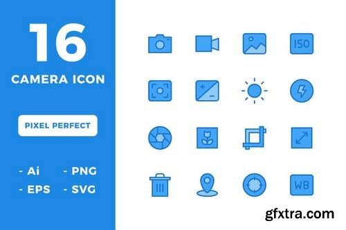 16 Camera Icons (Lineal Color)